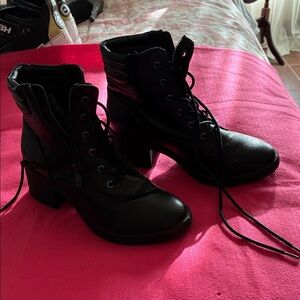 Rampage Black Ankle Boots with Lace-Up Design